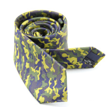 Custom Green Camo Military Silk Mens Yellow Tie